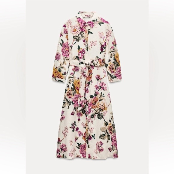 🦋 Bloggers Favorite 🦋 NWT ZARA 100% LINEN SHIRTDRESS ZW COLLECTION SIZE M - Picture 11 of 16